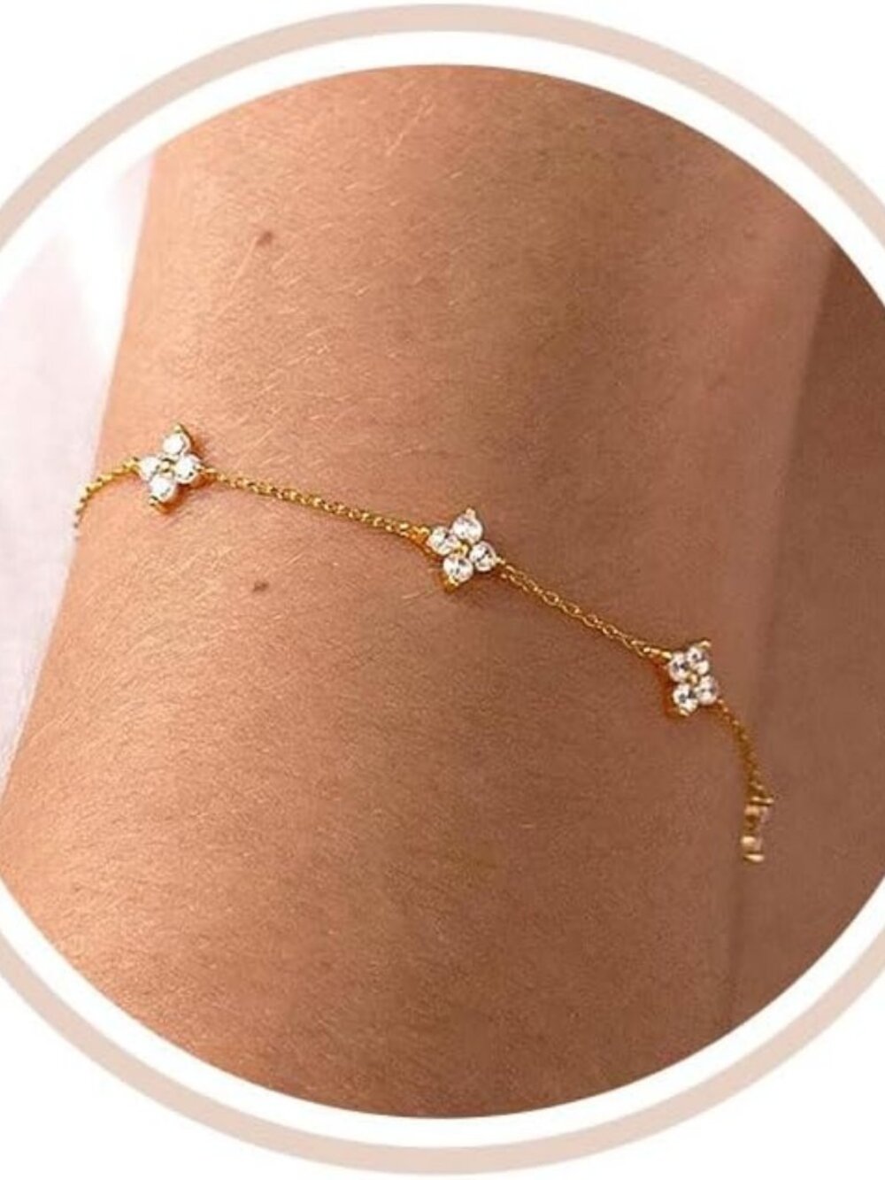 Gold Bracelets for Women Non Tarnish 14K Gold Plated Clover Bracelet
